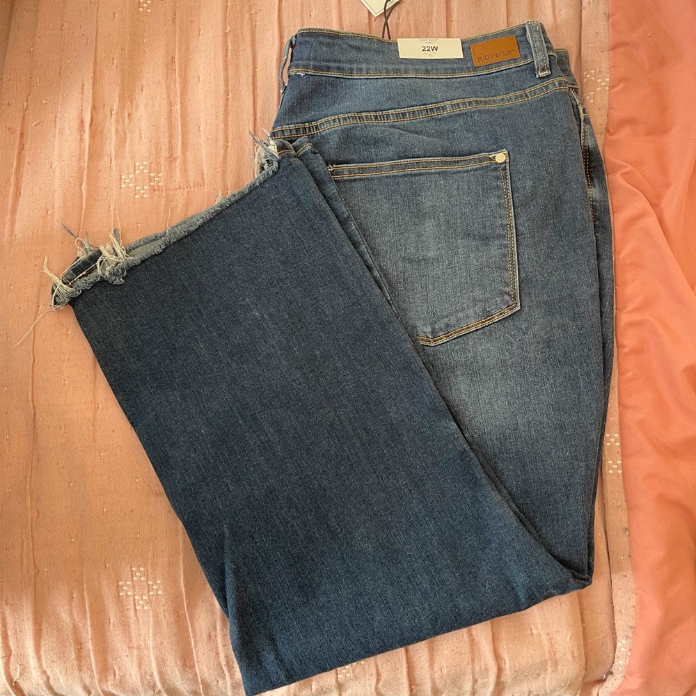 Judy Blue Mid Rise Cropped Step Hem Bootcut Jeans